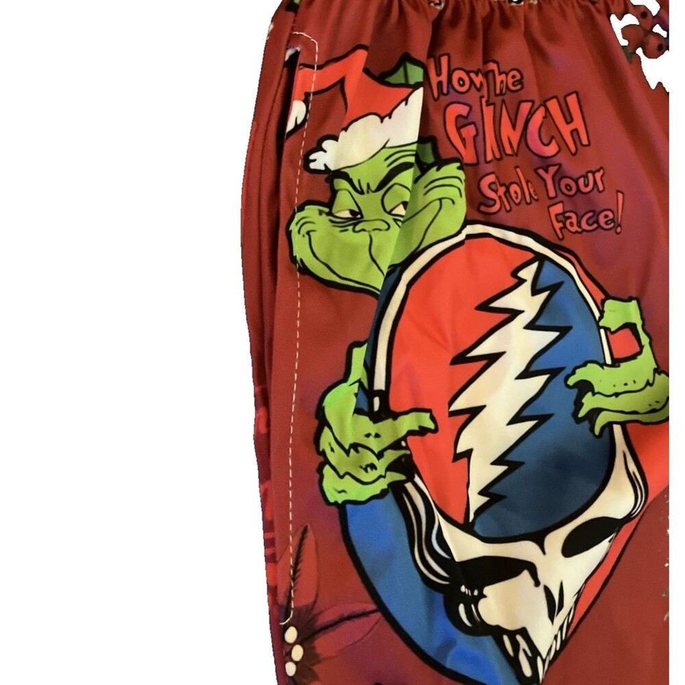 Grateful dead RARE Red Grinch Festive X-Mas PJ’s SET, Lounge bottom L -top 2x